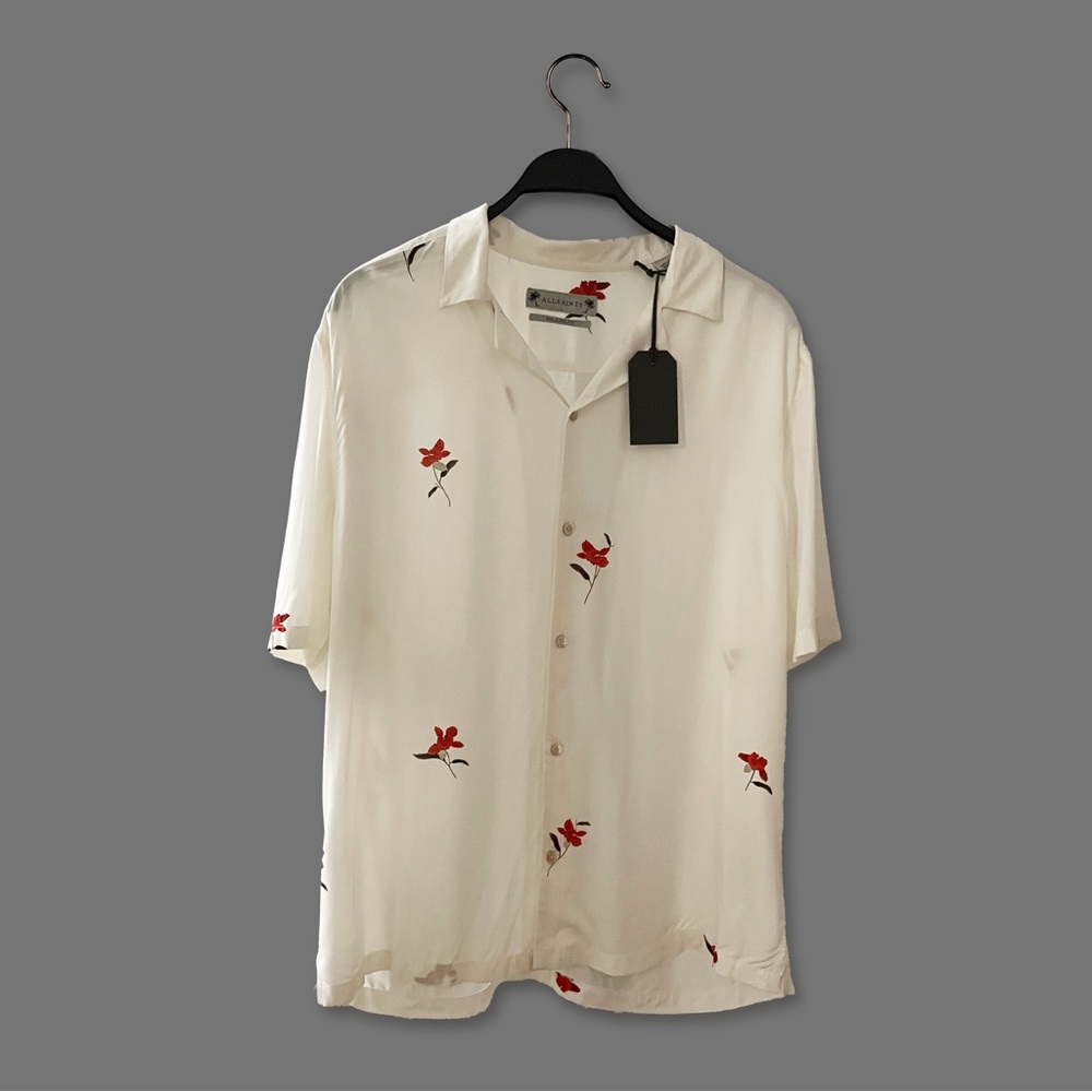 All Saints White Floral Men's Shirt